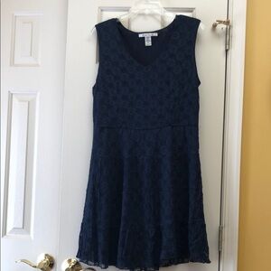 Navy Blue Sleeveless Dress Lace Dress